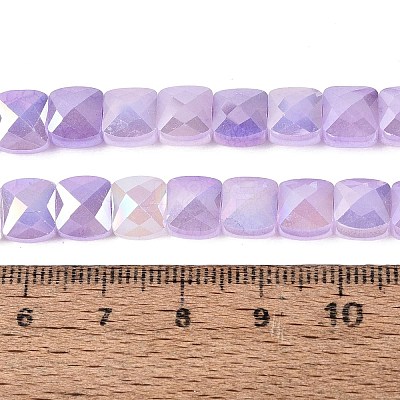 Electroplate Crackle Imitation Jade Glass Beads Strands EGLA-Q135-02A-A02-1