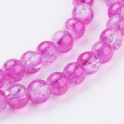 Spray Painted Crackle Glass Beads Strands CCG-Q002-6mm-09-1