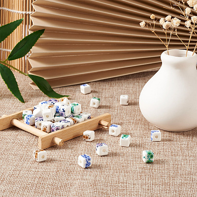 72Pcs 4 Color Handmade Porcelain Ceramic Beads Strands PORC-FW0001-01-1