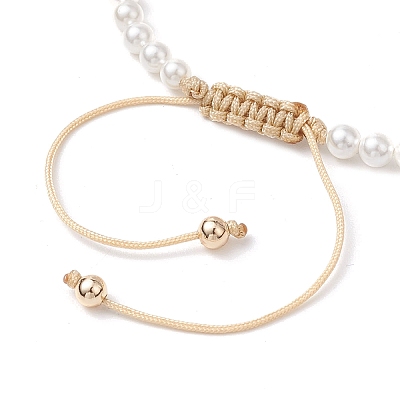 Shell Pearl Braided Bead Bracelets BJEW-JB11479-1