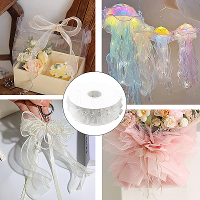 Polyester with Plastic Pearl Bead Wrinkle Ribbon OCOR-WH20003-63B-1
