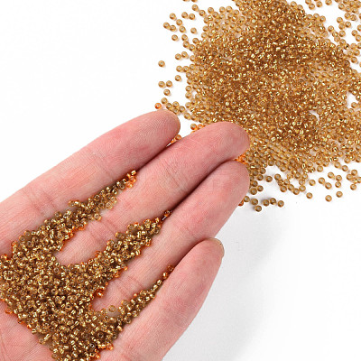 Goldenrod Round 11/0 Grade A Transparent Glass Seed Beads X-SEED-Q007-F31-1