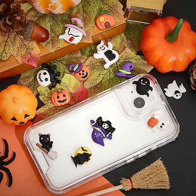 28Pcs 14 Styles Halloween Opaque Resin Cabochons RESI-CA0001-60-1