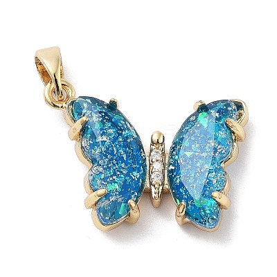 Brass Micro Pave Cubic Zirconia Pendants KK-F877-08G-1