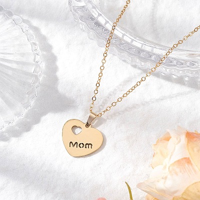Mother's Day 304 Stainless Steel Pendant Necklace NJEW-TA00194-02-1