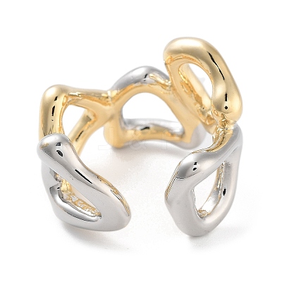 Brass Triangle Open Cuff Ring for Women RJEW-C102-14GP-1