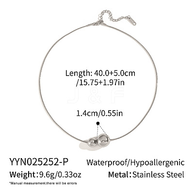 Minimalist 304 Stainless Steel Snake Chain Double Round Ball Pendant Necklaces for Women MF4676-2-1
