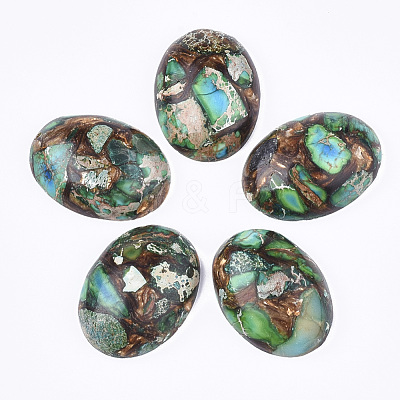 Assembled Synthetic Imperial Jasper and Bronzite Cabochons G-S329-080D-1