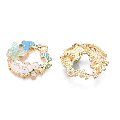 Rack Plating Alloy Enamel Pendants ENAM-N056-372KCG-02-1