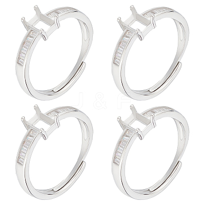 4Pcs Adjustable Brass Pad Ring Settings KK-BBC0011-83-1