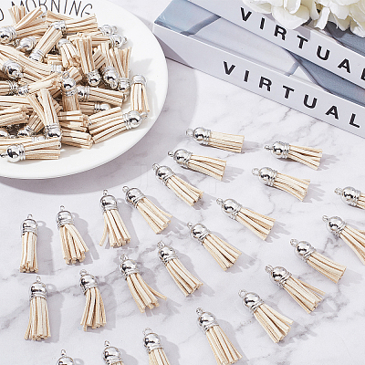 100Pcs Faux Suede Tassel Pendant Decorations FIND-SC0002-29D-1