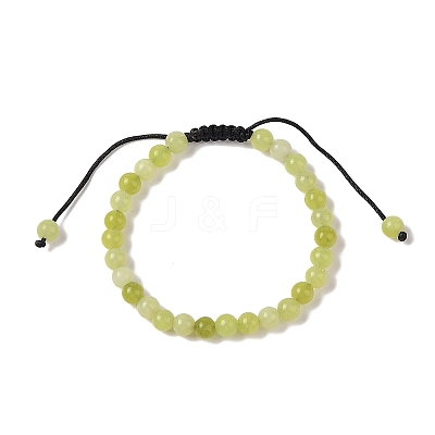 6mm Round Natural Lemon Jade Braided Bead Bracelets BJEW-C067-01A-02-1
