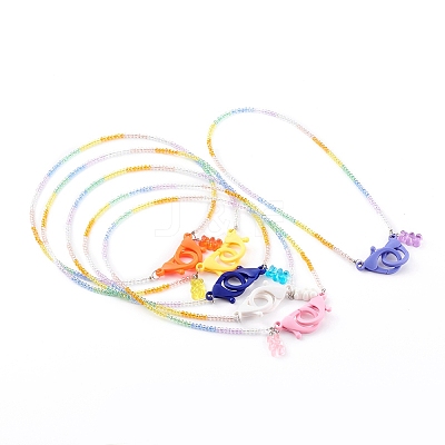 Rainbow Personalized Electroplate Glass Beaded Necklaces NJEW-JN03410-1