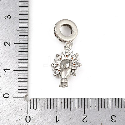 Brass Topaz Rhinestone European Dangle Charms LS-KK-P324-09P-1