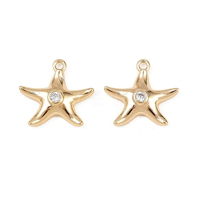 Brass Micro Pave Cubic Zirconia Charms KK-G535-05B-G-1