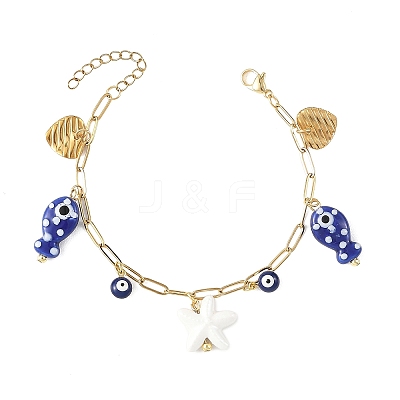 304 Stainless Steel Paperclip Chains Bracelets for Women BJEW-JB14198-01-1