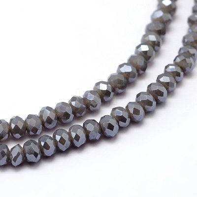 Faceted Rondelle Full Rainbow Plated Electroplate Glass Beads Strands EGLA-M004-2mm-A02-1