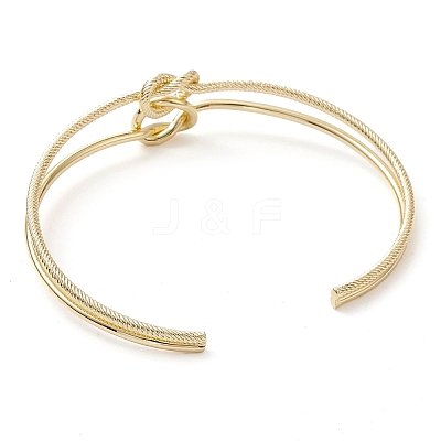 Brass Wire Wrap Knot Cuff Bangles BJEW-D039-38G-1