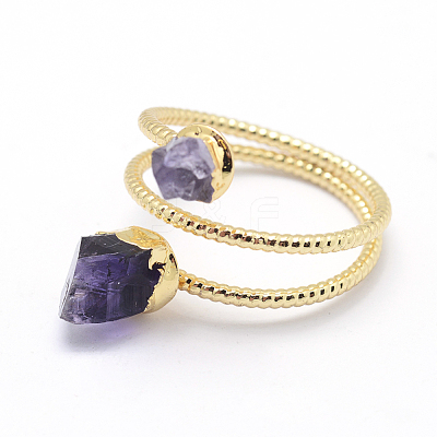 Natural Amethyst Finger Rings RJEW-A031-01G-1