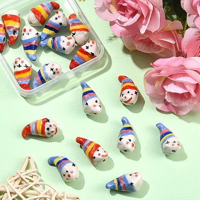 6Pcs 2 Colors Handmade Porcelain Beads PORC-YW0001-68-1