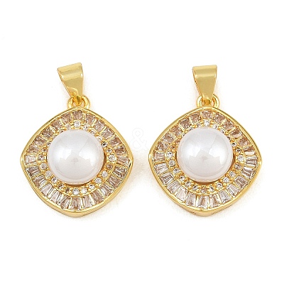 Brass Micro Pave Clear Cubic Zirconia Pendants KK-CBA6A75-43G-1