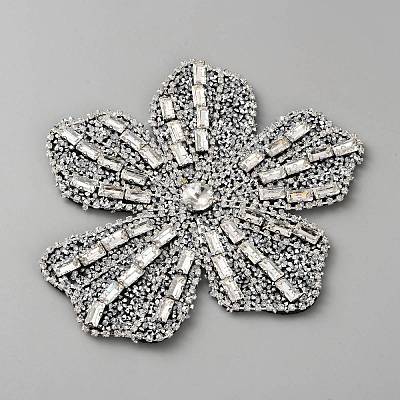 Felt & Rhinestone Embroider Thread Iron on/Sew On Patches PATC-WH0023-30B-1