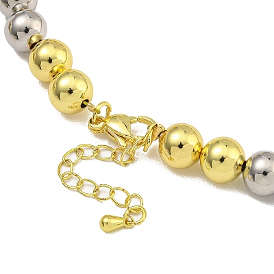 Rack Plating Brass Round & Heart Beaded Necklaces for Women NJEW-C059-20G-1