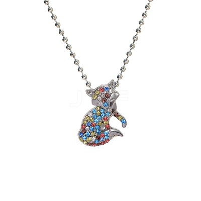 Alloy Colorful Rhinestone Pendant Necklaces for Kid FS-WG8D677-02-1