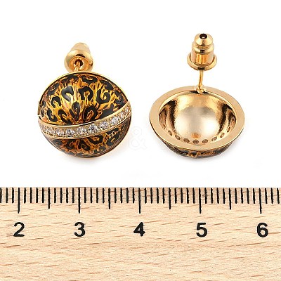 Brass Micro Pave Cubic Zirconia Leopard Stud Earrings EJEW-U055-13B-G-1