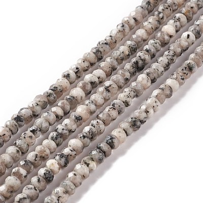 Dyed Natural Sesame Jasper/Kiwi Jasper Rondelle Beads Strands G-E316-A-1