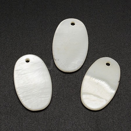 Oval Freshwater Shell Pendants X-SHEL-M005-33-1