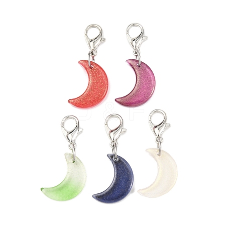 Glass Moon Pendant Decorations HJEW-JM04367-02-1