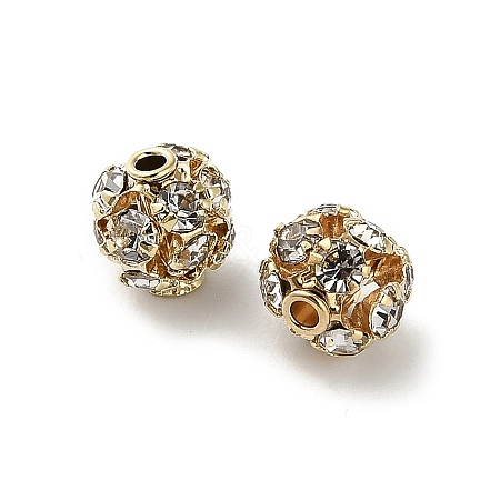 6mm Brass Crystal Rhinestone Beads KK-S519-01A-01G-1