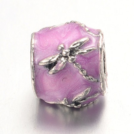 Barrel Large Hole Alloy Enamel European Beads MPDL-L013-10G-1