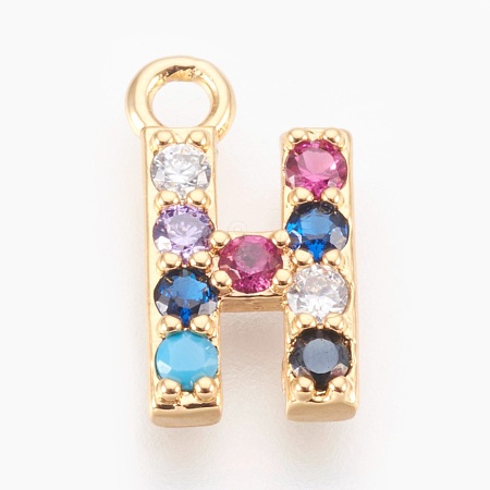 Brass Micro Pave Cubic Zirconia Charms ZIRC-F089-01G-H-1