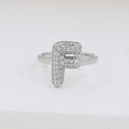 Brass Micro Pave Clear Cubic Zirconia Cuff Rings FS-WG17FF6-06-1