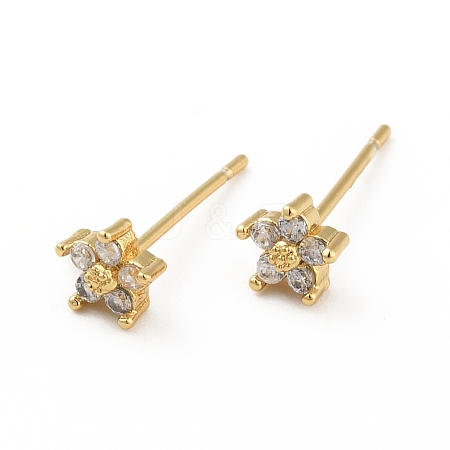 Cubic Zirconia Flower Stud Earrings EJEW-C035-15G-05-1