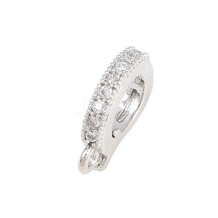 Brass Micro Pave Clear Cubic Zirconia Fold Over Clasps KK-H268-08P-1