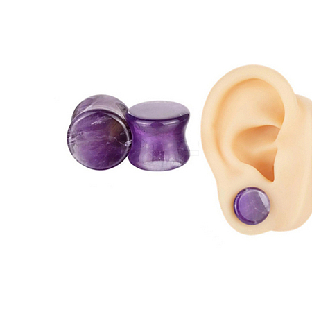 Natural Amethyst Ear Gauges Flesh Tunnels Plugs EJEW-P293-02A-1