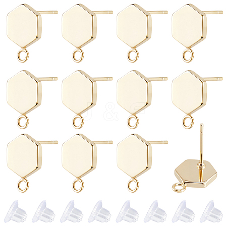 Brass Stud Earring Findings KK-BBC0028-29A-1