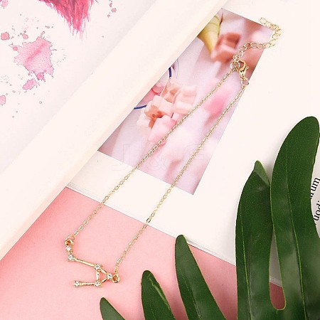 Twelve Constellation Alloy Crystal Rhinestone Link Chain Anklets for Women FS-WG97E4C-07-1