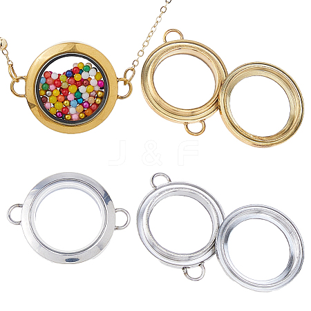 4Pcs 2 Colors Stainless Steel Floating Locket Links Connector Charms STAS-HS0001-40B-1