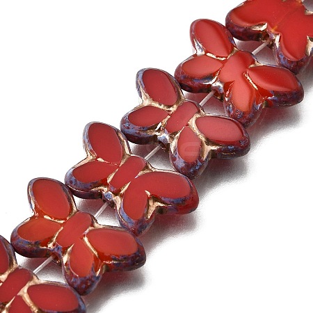 Picasso Baking Paint & Golden Metal Enlaced Glass Beads Strands GL-CBA98F0-02B-1
