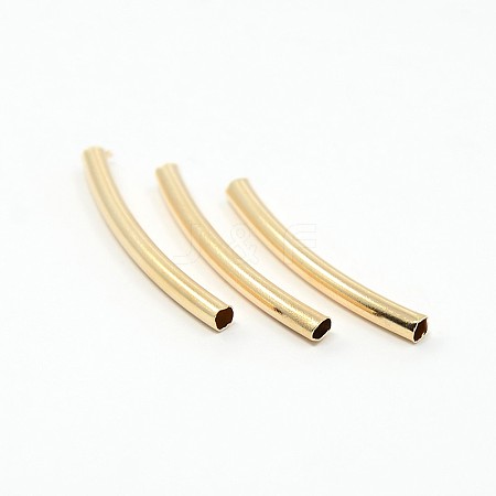 Brass Smooth Curved Tube Beads X-KK-O031-B-08-1