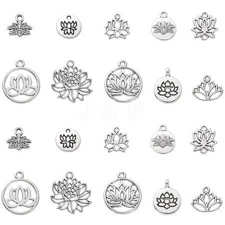 100Pcs 10 Styles Tibetan Style Alloy Charms TIBEP-CJ0002-34-1