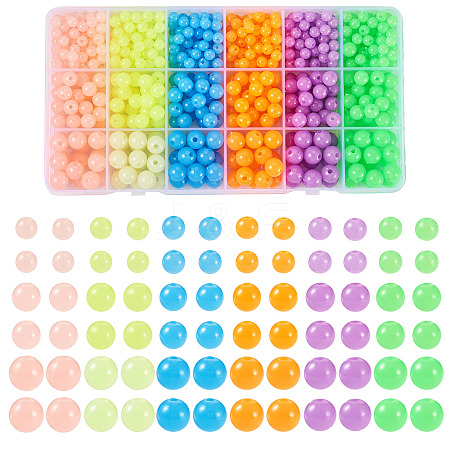 702Pcs 18 Styles Luminous Acrylic Beads MACR-TA0002-09-1