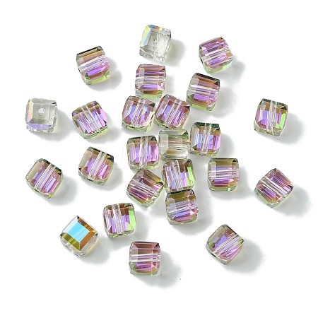 100Pcs Transparent Electroplate Glass Beads GLAA-K064-08A-HR02-1