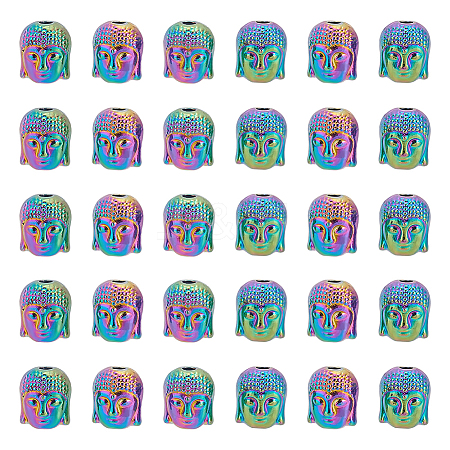  30Pcs Rack Plating Rainbow Color Alloy Beads PALLOY-NB0003-89-1