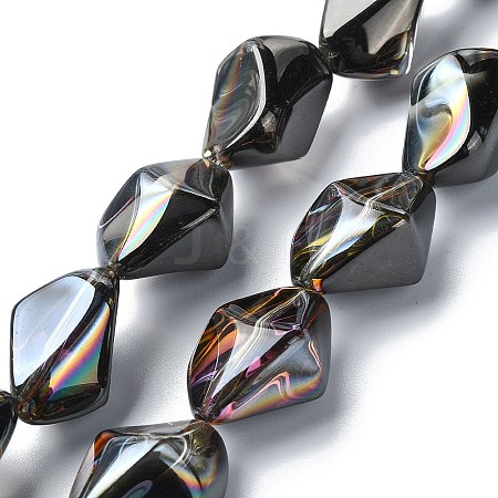 Half Plated Electroplate Transparent Glass Beads Strands EGLA-E060-01A-HP01-1