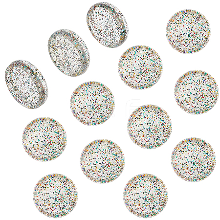 50Pcs Flat Round Glitter Powder Transparent Acrylic Loose Leaf Ring Round Binder Discs DIY-CP0012-15-1